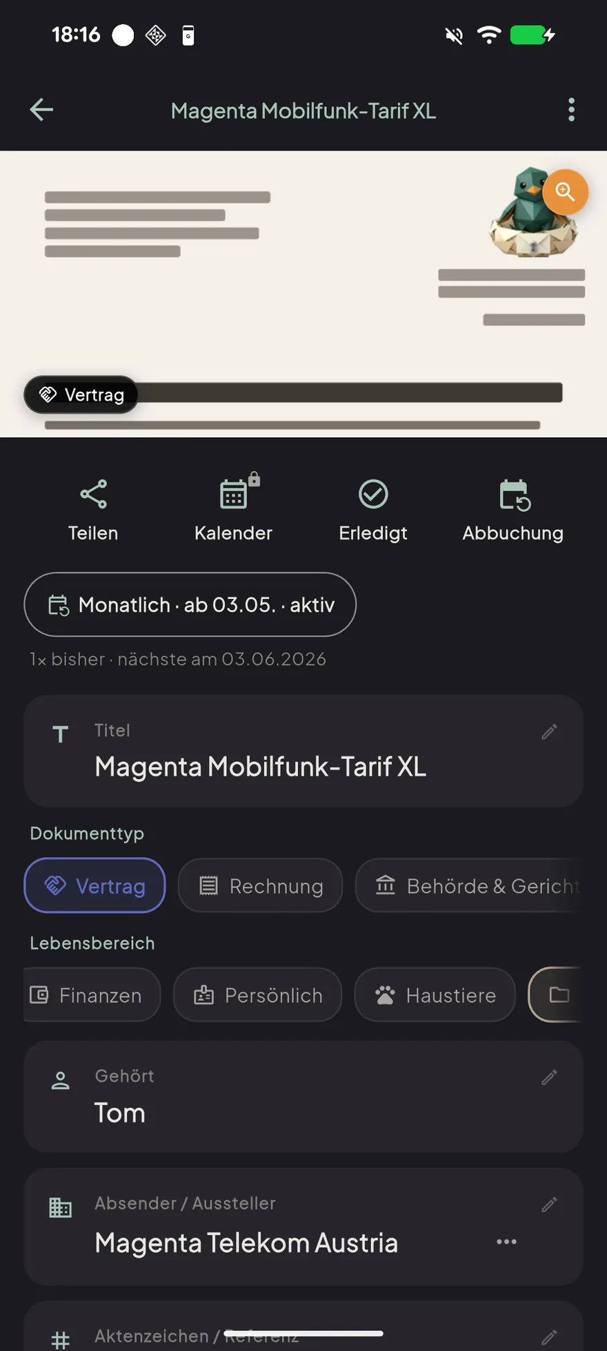 Vertrag-Detail